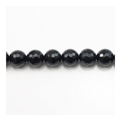 Natural Black Agate Beads Strand Faceted Round 12mm Hole 1mm About 33 Beads/Strand 39-40cm