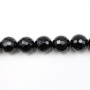 Fili di perline sfaccettate di agata nera, rotonde, 16 mm, foro 1,5 mm, circa 25 perline per filo, 15~16"