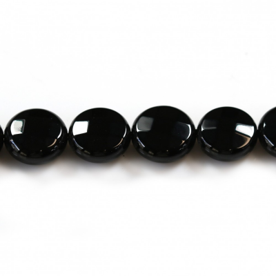 Agate noire ronde plate facette sur fil  Taille 10mm trou1.0mm Environ 39perles/fil 15~16"