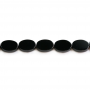 Schwarze Achate flache ovale Perlenkette 8x10mm Durchmesser des Loch 1mm ca. 34 Stck / Strang 15~16"