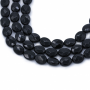 Schwarze Achate facettierte ovale Perlenkette 8x10mm Durchmesser des Loch 1mm ca. 39 Stck / Strang 15~16"