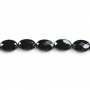 Schwarze Achate facettierte ovale Perlenkette 10x14mm Durchmesser des Loch 1mm ca. 28 Stck / Strang 15~16"