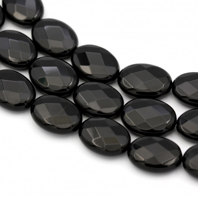 Agate noire ovale facette sur fil Taille 15x20mm trou1.5mm Environ 20perles/fil 15~16"