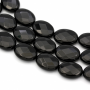 Fili di perline di agata nera naturale, ovale sfaccettato, nero, 15x20 mm, foro 1,5 mm, 20 perline per filo, 15~16"