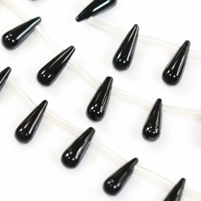 Natur Black Agate Beads Strand Teardrop Size 6x16mm Hole 0.6mm About 25 Beads/Strand 39-40cm