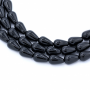 Filo di perline di agata nera naturale, a goccia, dimensioni 8x12mm, foro 1mm, circa 33 perline/filo, 15~16"