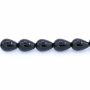 Schwarze Achate wassertropfenförmige Perlenkette 15x20mm Durchmesser des Loch 1mm ca. 20 Stck / Strang 15~16"