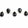 Fili di perline di agata nera, a goccia, dimensioni 10x14 mm, foro: 0,7 mm, circa 29 perline/filamento, 15~16"
