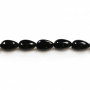 Filo di perle di agata nera naturale, goccia d'acqua piatta, dimensioni 6x9mm, foro 1mm, circa 45 perle/filo, 15~16"