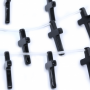 Agate noire en croix sur fil  Taille 20x30mm  trou1.5mm Environ 13perles/fil 15~16"