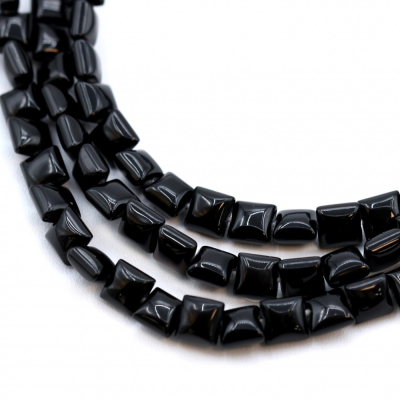Filo di perle di agata nera naturale, quadrato, dimensioni 8x8 mm, foro 1 mm, circa 49 perle/filo, 15~16"