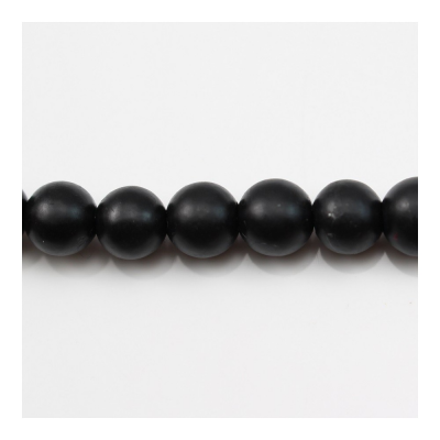 Natürliche schwarze Achat gefrostete Perlen Stränge Runder Durchmesser 6 mm Loch 1 mm Länge 15 ~ 16 "/ Strang