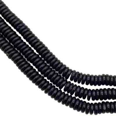 Perles Heishi d'agate noire Taille2x6mm Trou1mm 39-40cm/fil