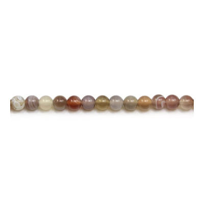 Perles rondes en agate du Botswana, Diamètre 4 mm, Trou 1 mm, 94 perles / fil, 15 ~ 16"