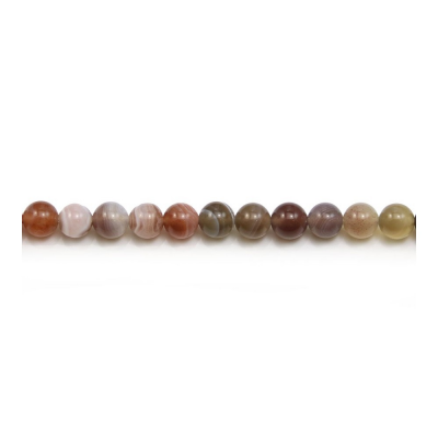 Collier de perles rondes en agate du Botswana, Diamètre 6 mm, Trou 1.2 mm, 65 perles / collier, 15 ~ 16"
