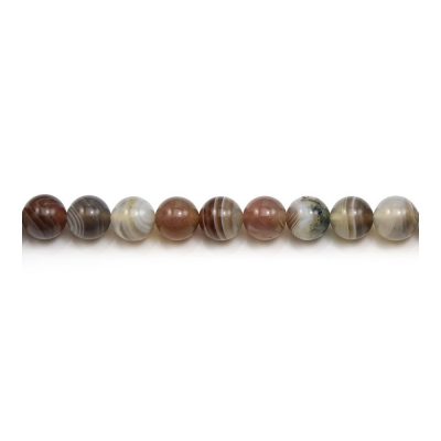 Fil de perles en agate du Botswana, Diamètre 8 mm, Trou 1.2 mm, 51 perles par fil, 15 ~ 16"