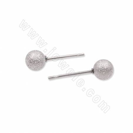 304 stainless steel ear stud findings  with frosted round bead  size 5x16mm pin0.8mm 50 pieces/pack