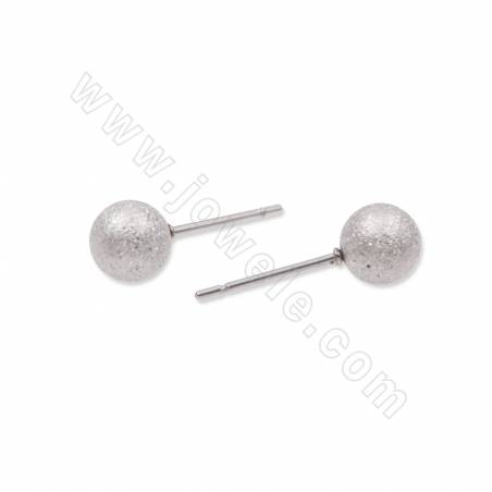 304 stainless steel ear stud findings  with frosted round bead  size 6x17mm pin0.8mm 50 pieces/pack