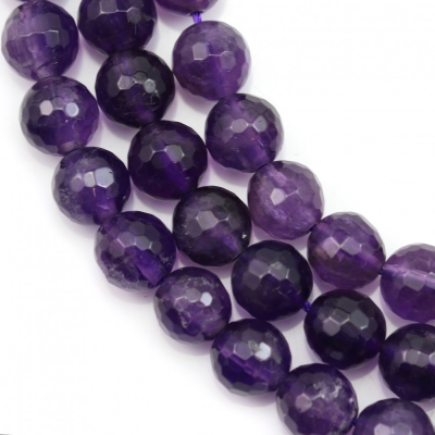 Natural Amethyst Beads Strand Faceted Round Diameter 8mm Hole 1mm About 53 Beads/Strand 15~16"