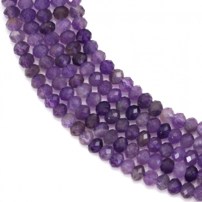 紫晶串珠 切角算盤珠 尺寸2x3毫米 孔徑0.6毫米 長度39-40厘米/條