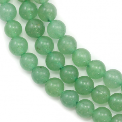 Perles d'aventurine verte naturelle en brin, Diamètre 8 mm, Trou 1 mm, 49 perles / brin, 15~16''