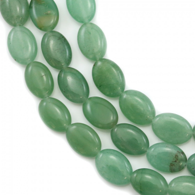 Natural Green Aventurine Beads Strand Flat Oval Size 10x14mm Hole 1mm About 29 Beads/Strand 15~16"
