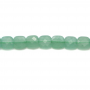 Perline a filo di avventurina, quadrate (sfaccettate), dimensioni 6x6 mm, foro 0,6 mm, 66 perline/filo
