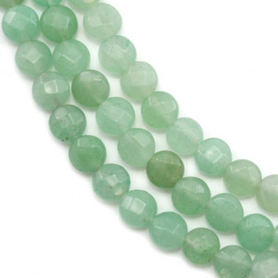 Natural Aventurine Beads Strand Flat Round Faceted Diameter 6mm Hole 1mm Length 15 ~ 16 "/ Strand