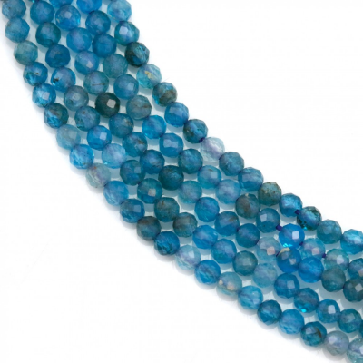 Fili di perle di apatite naturale, rotonde (sfaccettate), diametro 2 mm, foro 0,3 mm, 15~16"/filo