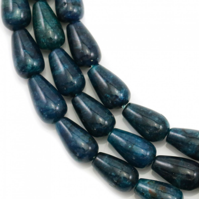Fili di perle di apatite blu tinta, a goccia, dimensioni 6x10 mm, foro 1 mm, 15~16"/filiale
