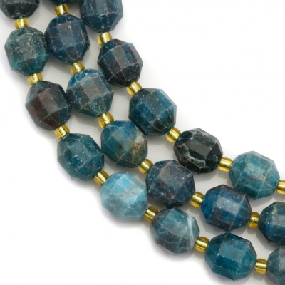 Perline di apatite blu naturale sfaccettate dimensioni 9x10mm foro 1,5mm circa 30 perline/filo 15~16"