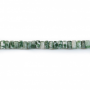 Зеленая точечная яшма Хейши 2x4 мм, отверстие0,9 мм 39-40 см/нитка