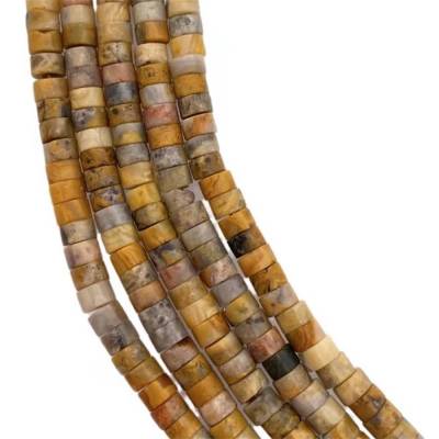Yellow Crazy Lace Agate Heishi 2x4mm Hole0.9mm 39-40cm/Strand