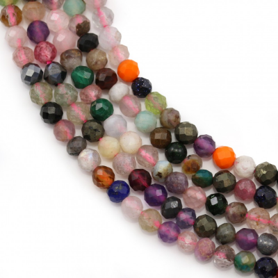 Mixed Stone Faceted Round 3mm Hole0.8mm 39-40cm/Strand