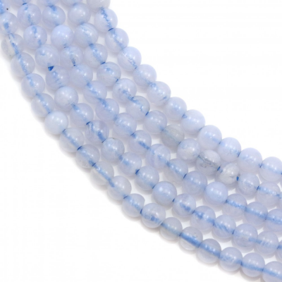 Filo di perline di agata naturale blu, rotonde, diametro 3 mm, foro 0,6 mm, circa 117 perline per filo, 15~16"