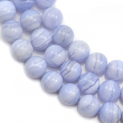 Natural Blue Lace Agate Beads Strand Round Diameter 10mm Hole 1mm About 39 Beads/Strand 15~16"