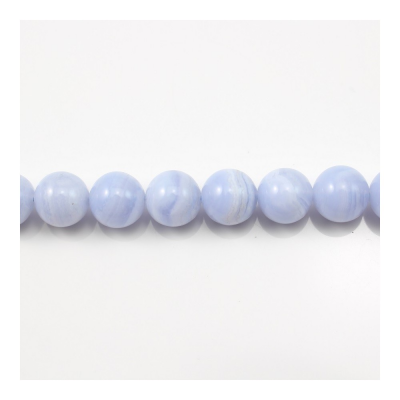 Filo di perline di agata blu naturale, rotondo, diametro 12 mm, foro 1,5 mm, circa 34 perline per filo, 15~16"