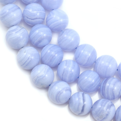Natural Blue Lace Agate Beads Strand Round Diameter 14mm Hole 1.5mm About 14 Beads/Strand 15~16"