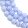 Natural Blue Lace Agate Beads Strand Round Diameter 14mm Hole 1.5mm About 14 Beads/Strand 15~16"