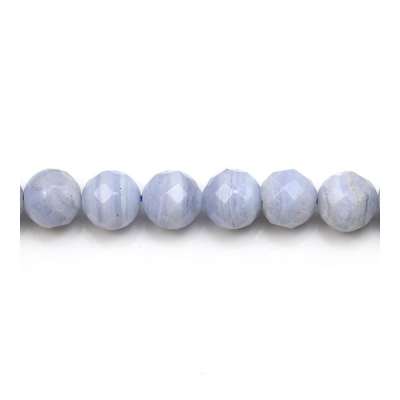 Natural Blue Chalcedony Beads Strand Faceted Round Diameter 8mm Hole 1mm About 52 Beads/Strand 15~16"