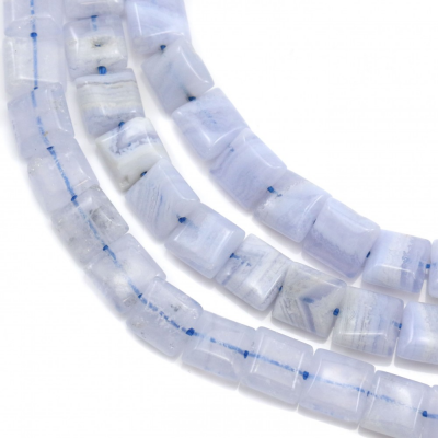 Natural Blue Lace Agate Chalcedony Beads Strand Square Size 8x8mm Hole 1mm Length 15 ~ 16 "/ Strand
