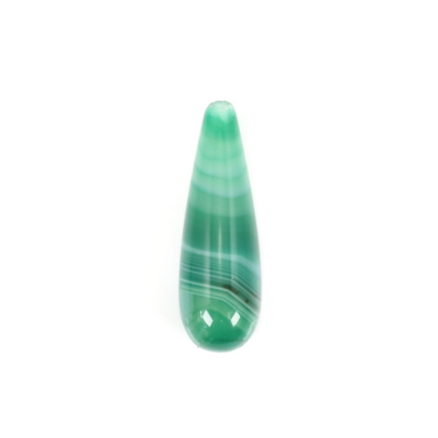 Agate verte perles demi-percées goutte d'eau taille 7x23mm trou 1mm 2pcs/paquet