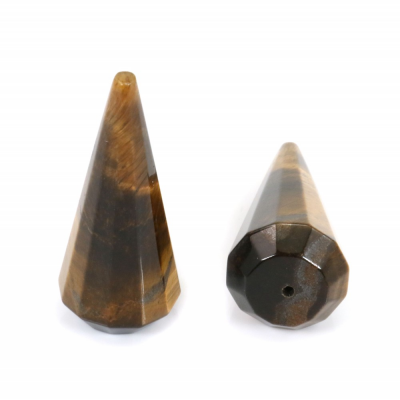 Tiger's Eye Stone Cone Pendant Size16x40mm Hole1.3mm 2pcs/Pack