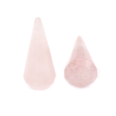 Pendentif en forme de cône en quartz rose naturel Taille16x40mm Trou1.3mm 2pcs/Pack
