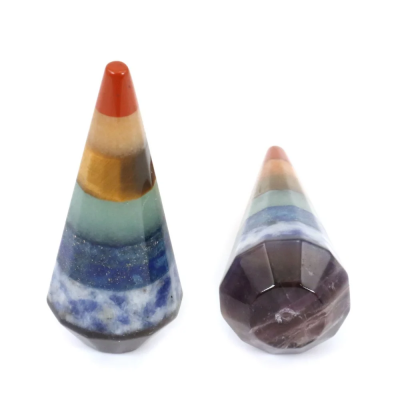 Natural 7 Chakra Stone Cone Pendant Size16x40mm Hole1.3mm 2pcs/Pack