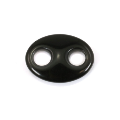 Pingente de obsidiana natural oval para nariz de porco Tamanho 18 x 25 mm Furo 6 mm 2 unidades/embalagem