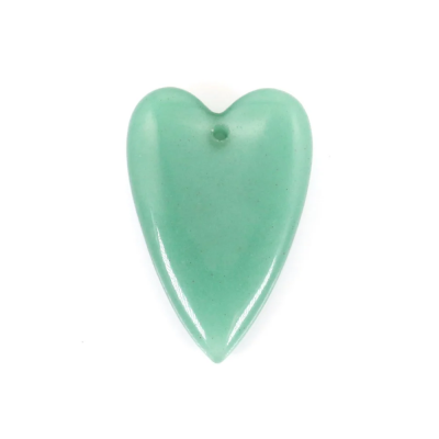 Natural Green Aventurine Heart Shape Pendant Size20x30mm Hole1.5mm 2pcs/Pack