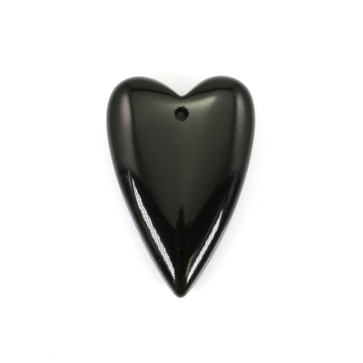 Natural Obsidian Heart Shape Pendant Size20x30mm Hole1.5mm 2pcs/Pack