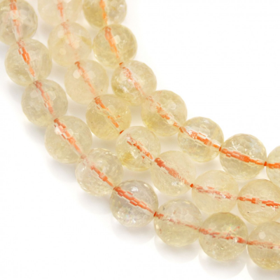 Natural Citrine Bead Strand Faceted Round Diameter 8mm Hole 1mm 15~16"/Strand
