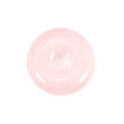 Pendente Donut de Quartzo Rosa 14mm Furo3mm x1Peça